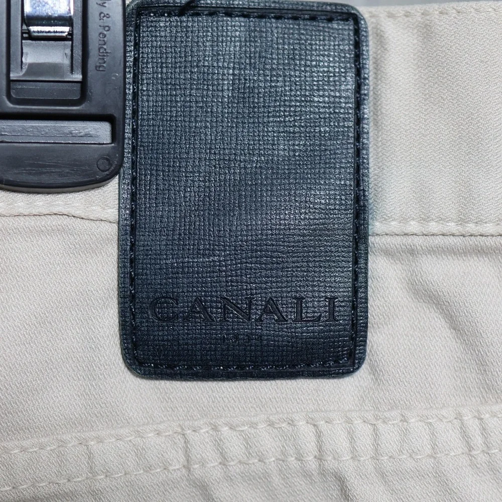 Canali Pants Mens 36x32 Beige Chino Regular Fit Cotton Blend Preppy Italy Made